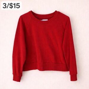 Colsie Red Cropped Sweatshirt Raglan Cotton Blend Medium 3/$15